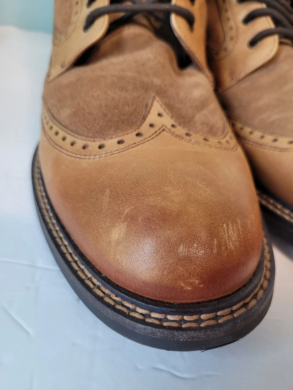 Mark Nason Los Angeles Ithaca Beaufort Wing Tip Brogue Tan Boots Mens Size 11